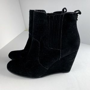BCBGgeneration Black Suede Wedge Wade Wedge Black Suede Ankle Booties